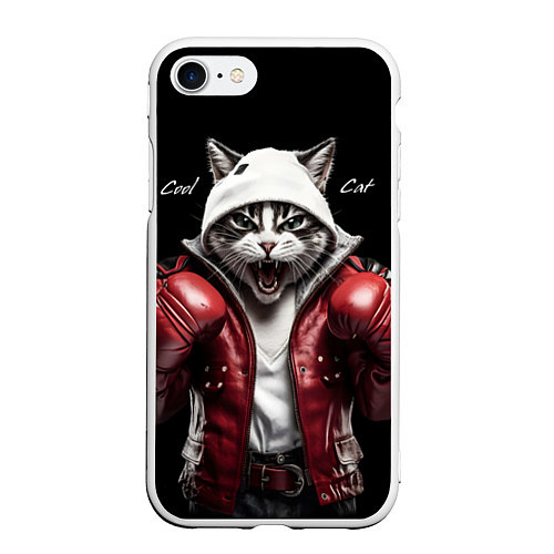 Чехол iPhone 7/8 матовый Cool fighting cat / 3D-Белый – фото 1