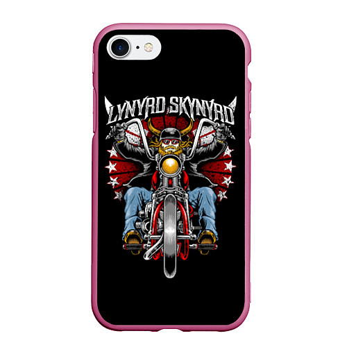 Чехол iPhone 7/8 матовый Lynyrd Skynyrd - байкер / 3D-Малиновый – фото 1