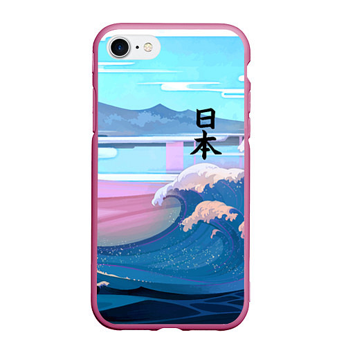 Чехол iPhone 7/8 матовый Japan - landscape - waves / 3D-Малиновый – фото 1