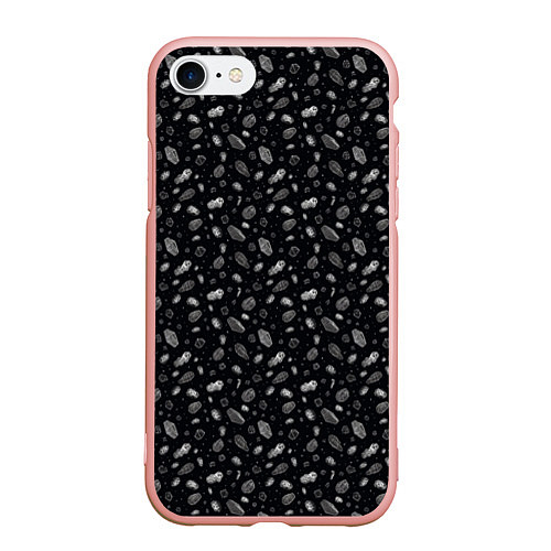 Чехол iPhone 7/8 матовый Метеориты в космосе / 3D-Светло-розовый – фото 1