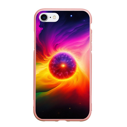 Чехол iPhone 7/8 матовый Неоновое солнце / 3D-Светло-розовый – фото 1