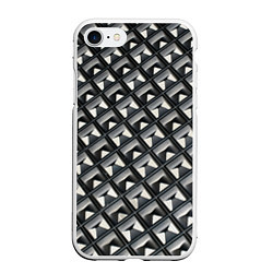 Чехол iPhone 7/8 матовый Текстура металла, цвет: 3D-белый