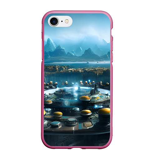 Чехол iPhone 7/8 матовый Инопланетный реактор / 3D-Малиновый – фото 1
