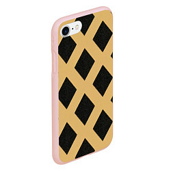 Чехол iPhone 7/8 матовый Черно-желтый узор геометрические ромбы, цвет: 3D-светло-розовый — фото 2