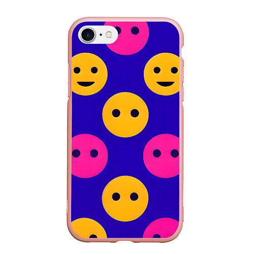 Чехол iPhone 7/8 матовый Паттерн смайлики / 3D-Светло-розовый – фото 1