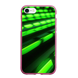 Чехол iPhone 7/8 матовый Green neon abstract, цвет: 3D-малиновый