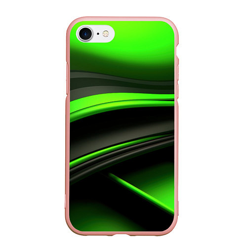 Чехол iPhone 7/8 матовый Black green textureпоп / 3D-Светло-розовый – фото 1
