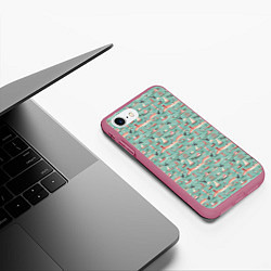 Чехол iPhone 7/8 матовый Маленькие кораблики, цвет: 3D-малиновый — фото 2