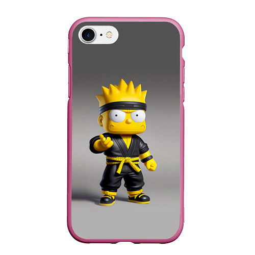 Чехол iPhone 7/8 матовый Bart Simpson - ninja - Japan / 3D-Малиновый – фото 1