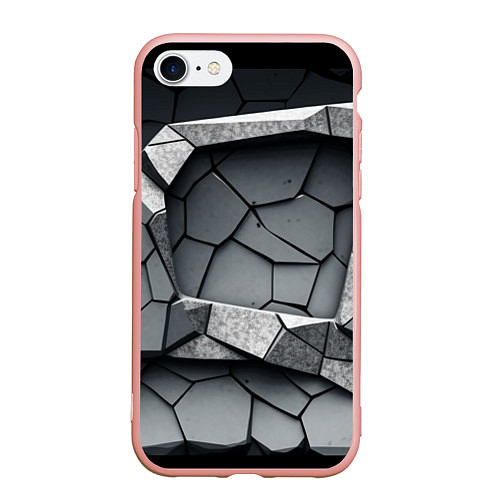 Чехол iPhone 7/8 матовый Каменная конструкция паттерн / 3D-Светло-розовый – фото 1