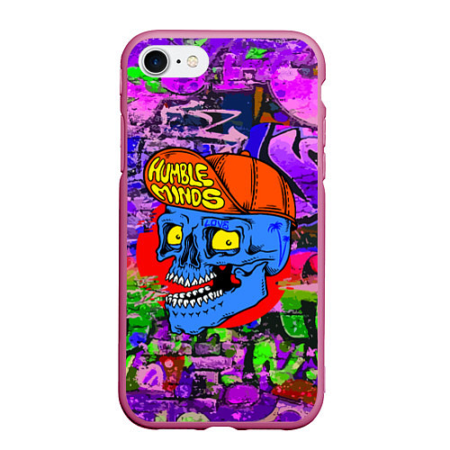 Чехол iPhone 7/8 матовый Humble minds - skull - graffiti / 3D-Малиновый – фото 1