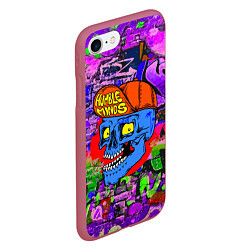 Чехол iPhone 7/8 матовый Humble minds - skull - graffiti, цвет: 3D-малиновый — фото 2