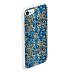 Чехол iPhone 7/8 матовый Сине-золотой цветочный узор, цвет: 3D-белый — фото 2