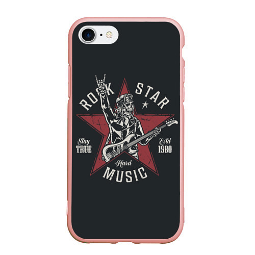 Чехол iPhone 7/8 матовый Rockstar music / 3D-Светло-розовый – фото 1