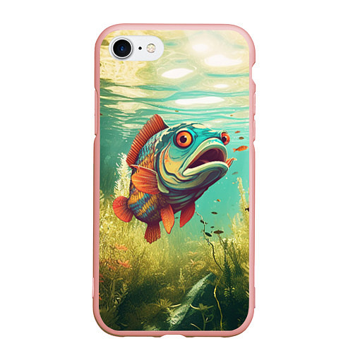 Чехол iPhone 7/8 матовый Рыбка карп в воде / 3D-Светло-розовый – фото 1