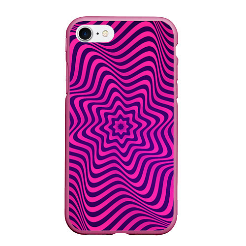 Чехол iPhone 7/8 матовый Абстрактный фиолетовый узор / 3D-Малиновый – фото 1