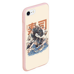 Чехол iPhone 7/8 матовый Суши дракон с иероглифами в японском стиле, цвет: 3D-светло-розовый — фото 2