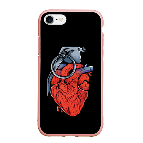 Чехол iPhone 7/8 матовый Сердце гараната / 3D-Светло-розовый – фото 1