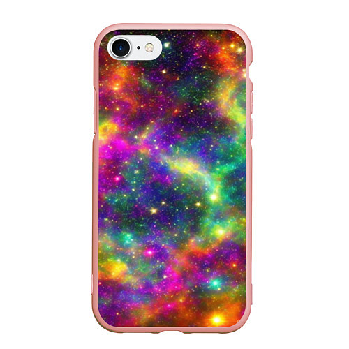 Чехол iPhone 7/8 матовый Яркий неоновый космос / 3D-Светло-розовый – фото 1