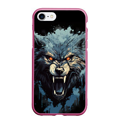 Чехол iPhone 7/8 матовый Blue black wolf