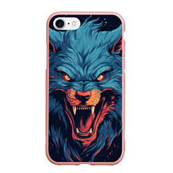 Чехол iPhone 7/8 матовый Art blue wolf, цвет: 3D-светло-розовый