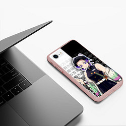 Чехол iPhone 7/8 матовый Шинобу кочо - иероглифы, цвет: 3D-светло-розовый — фото 2