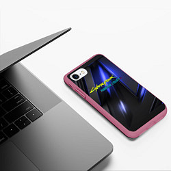 Чехол iPhone 7/8 матовый Cyberpunk 2077 phantom liberty, цвет: 3D-малиновый — фото 2