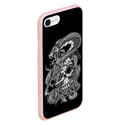 Чехол iPhone 7/8 матовый Cobra and skull, цвет: 3D-светло-розовый — фото 2