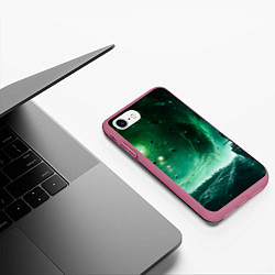 Чехол iPhone 7/8 матовый Космическая буря, цвет: 3D-малиновый — фото 2