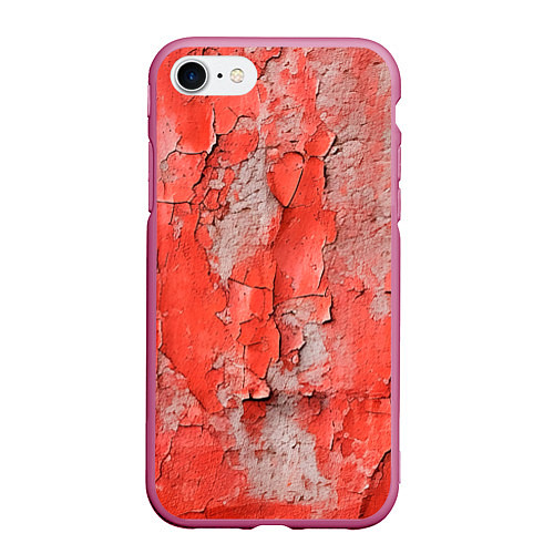 Чехол iPhone 7/8 матовый Красные и серые трещины / 3D-Малиновый – фото 1