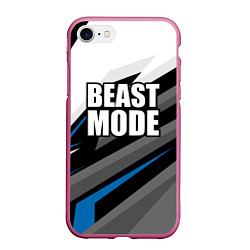 Чехол iPhone 7/8 матовый Beast mode - blue sport, цвет: 3D-малиновый