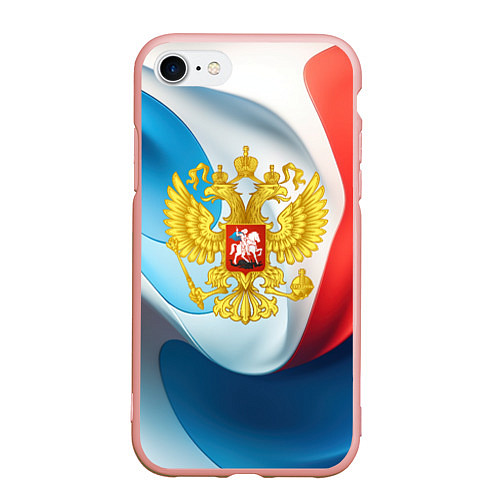 Чехол iPhone 7/8 матовый Герб РФ абстрактный фон / 3D-Светло-розовый – фото 1