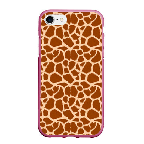 Чехол iPhone 7/8 матовый Шкура Жирафа - Giraffe / 3D-Малиновый – фото 1