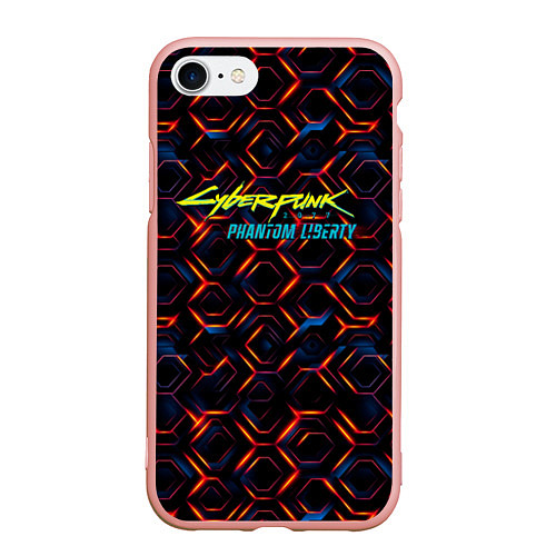 Чехол iPhone 7/8 матовый Cyberpunk 2077 phantom liberty dark abstract / 3D-Светло-розовый – фото 1