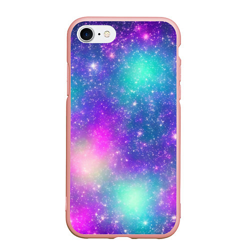 Чехол iPhone 7/8 матовый Яркий розово-голубой космос / 3D-Светло-розовый – фото 1