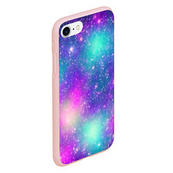 Чехол iPhone 7/8 матовый Яркий розово-голубой космос, цвет: 3D-светло-розовый — фото 2