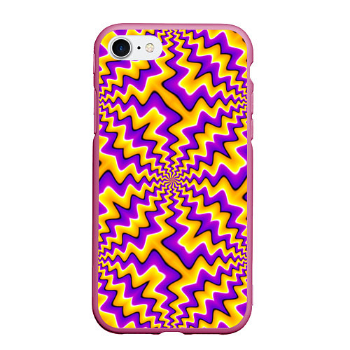 Чехол iPhone 7/8 матовый Желто-фиолетовая иллюзия вращения / 3D-Малиновый – фото 1