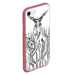 Чехол iPhone 7/8 матовый ЧБ Киберпанк-Модерн, цвет: 3D-малиновый — фото 2