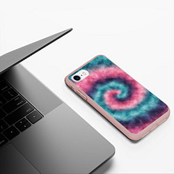 Чехол iPhone 7/8 матовый Тай дай космос, цвет: 3D-светло-розовый — фото 2
