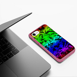 Чехол iPhone 7/8 матовый Камуфляж спектр, цвет: 3D-малиновый — фото 2