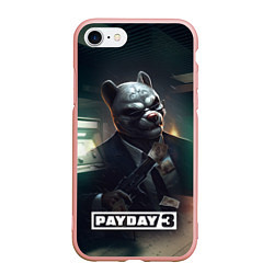 Чехол iPhone 7/8 матовый Payday 2 dog mask, цвет: 3D-светло-розовый
