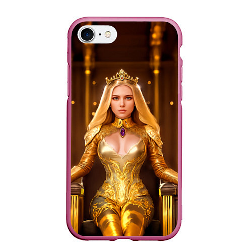 Чехол iPhone 7/8 матовый Девушка королева на троне / 3D-Малиновый – фото 1