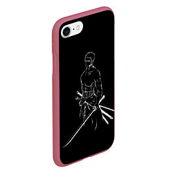 Чехол iPhone 7/8 матовый Roronoa Zoro - One Piece, цвет: 3D-малиновый — фото 2