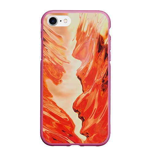 Чехол iPhone 7/8 матовый Бежевые и красные краски / 3D-Малиновый – фото 1