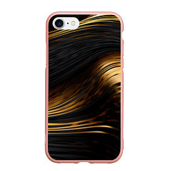 Чехол iPhone 7/8 матовый Black gold waves