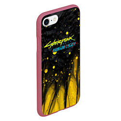 Чехол iPhone 7/8 матовый Cyberpunk 2077 phantom liberty black gold, цвет: 3D-малиновый — фото 2