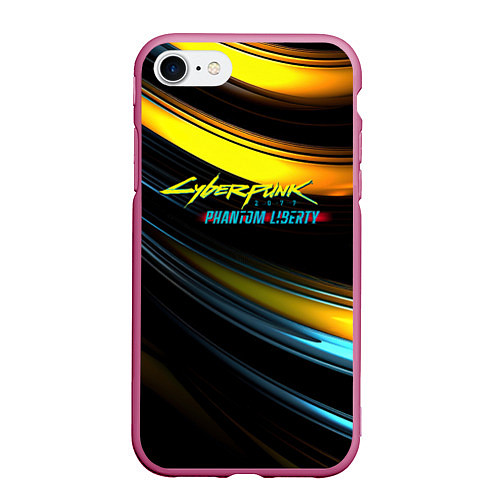 Чехол iPhone 7/8 матовый Cyberpunk 2077 phantom liberty black gold / 3D-Малиновый – фото 1