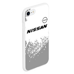 Чехол iPhone 7/8 матовый Nissan speed на светлом фоне со следами шин: симво, цвет: 3D-белый — фото 2