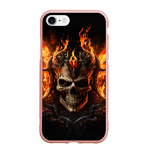 Чехол iPhone 7/8 матовый Лучший огненный череп / 3D-Светло-розовый – фото 1