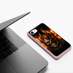 Чехол iPhone 7/8 матовый Лучший огненный череп, цвет: 3D-светло-розовый — фото 2